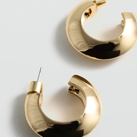 Mango Gold Hoop Earrings/NWT - Picture 3 of 8